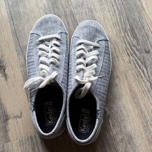 Keds Heathered Gray Sneakers with White Laces. Cross posted